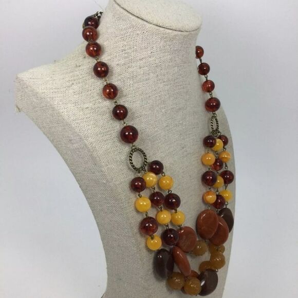Robert Rose Faux Amber Beaded Necklace 20" NWOT - Picture 3 of 4